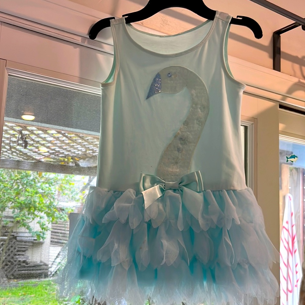 Baby blue ruffle skirt dress size 5